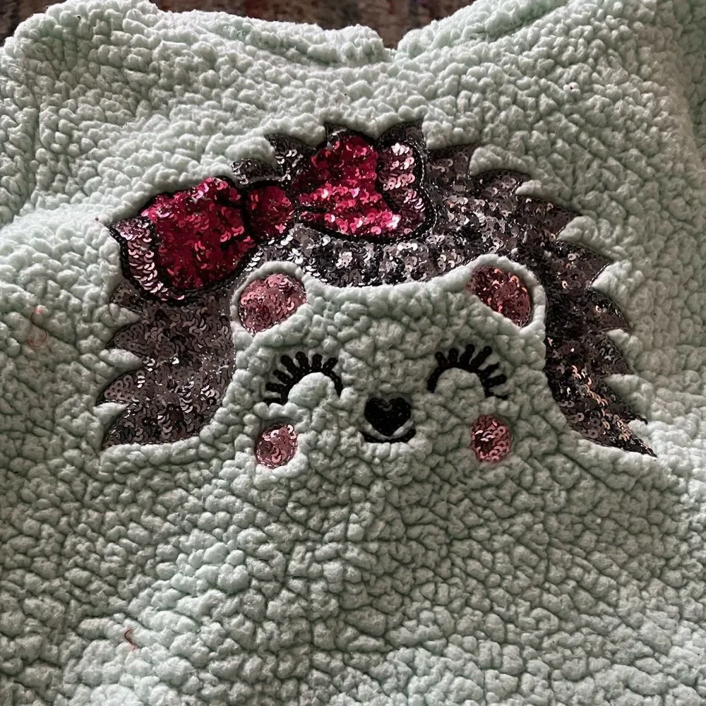 Sequin face design Long Sleeve Pullover with Hood